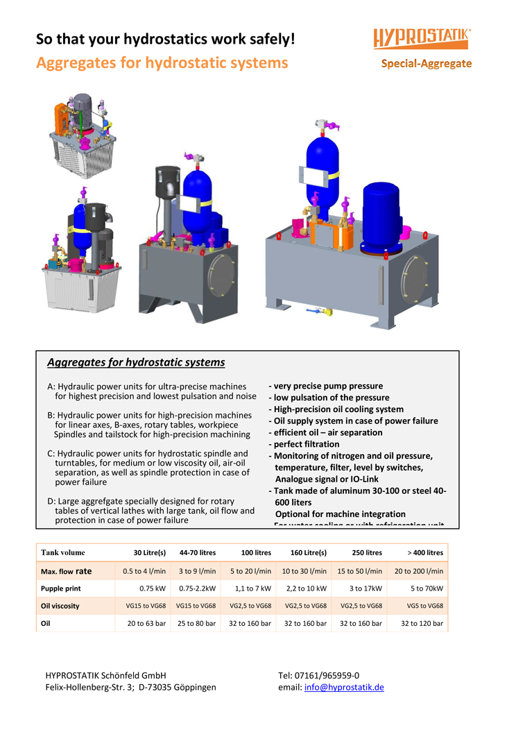 HYPROSTATIK-Flyer-Aggregates English cover page of Flyer Hydrostatic workpiece spindle 150mm