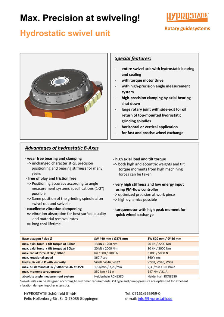 HYPROSTATIK-Flyer-Hydrostatic-B-Axis Englisches Deckblatt von Flyer Hydrostatische Gewindetrieb und Lager